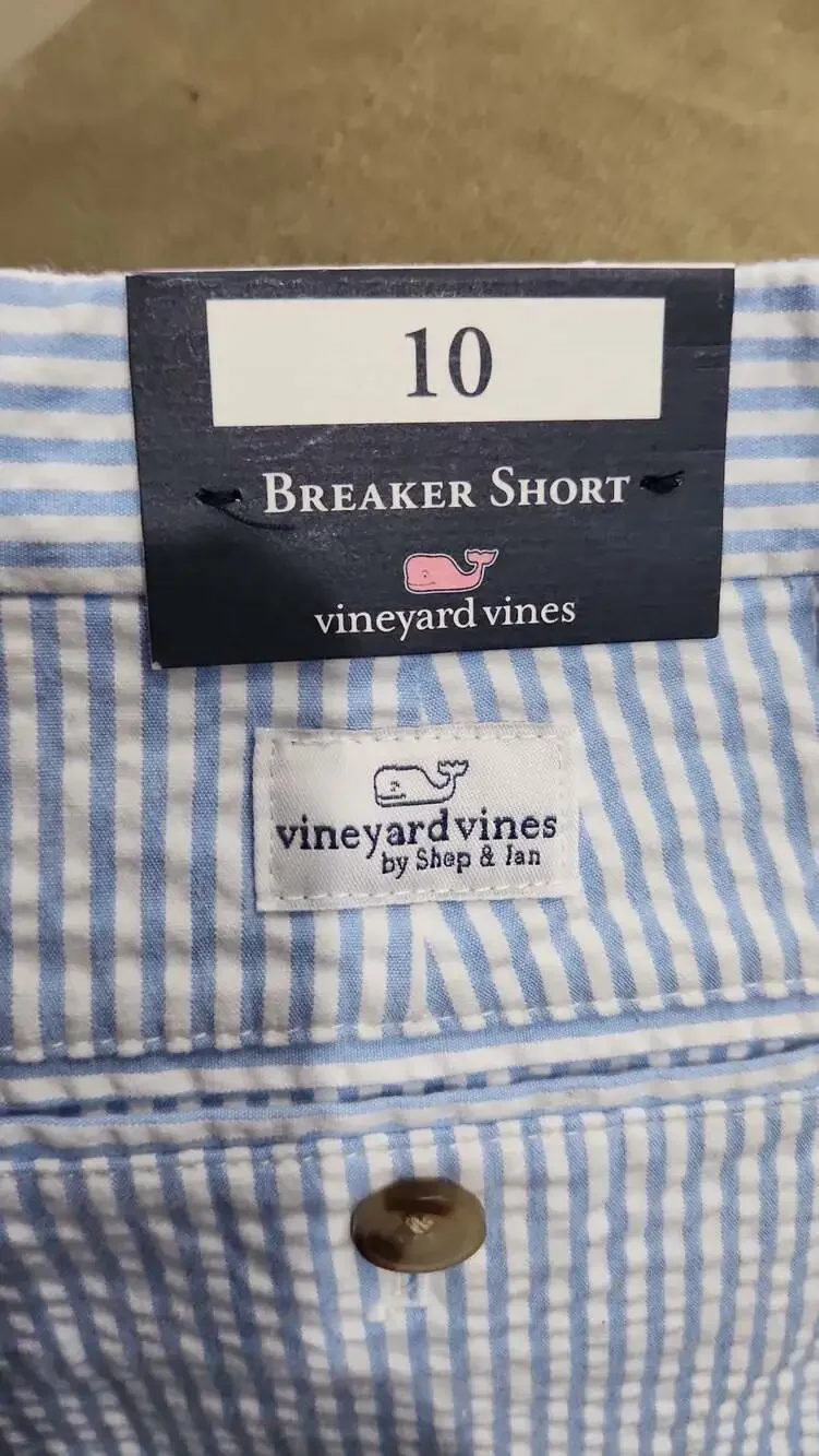 Vineyard Vines Boys Seersucker Breaker Shorts Size 10 Ocean Breeze